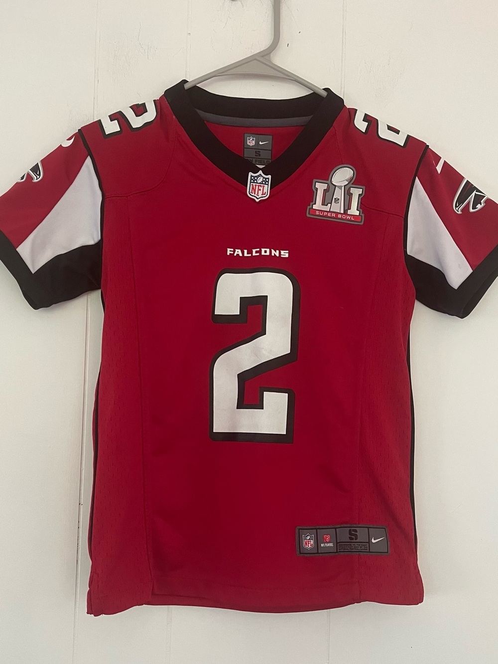 NFL Kids Atlanta Falcons Matt Ryan Red #2 Jersey Super Bowl Patch Size Small